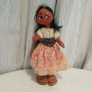VINTAGE Mexican Handmade Painted Folk Art Dolls Paper Mache Figurine Doll